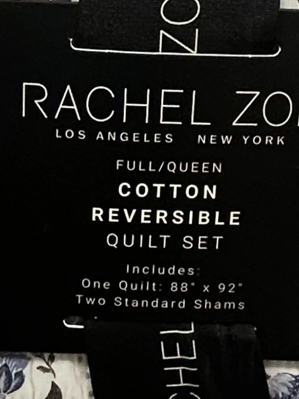 Rachel Zoe Blue, Brown and White Queen Floral Reversible Quilt Set 88”x92”